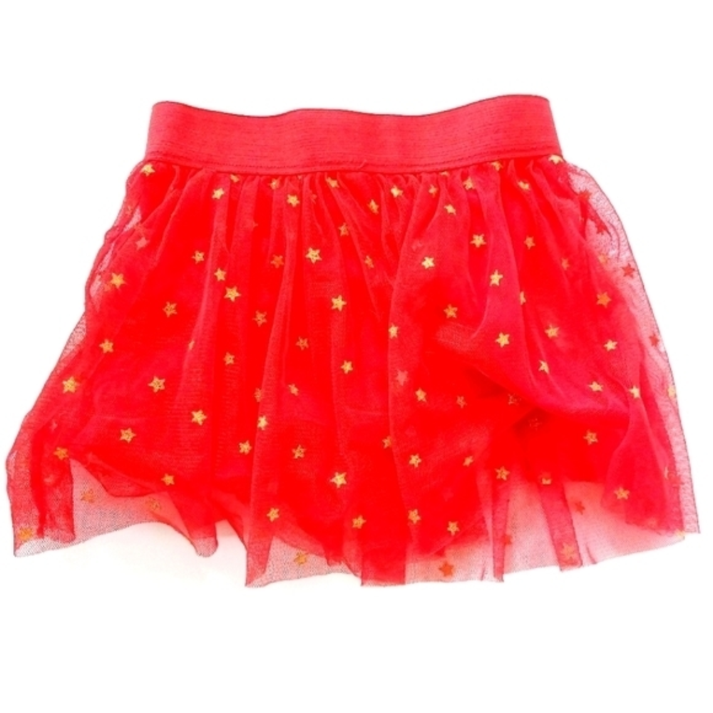 Gold Stars On Red Tulle Tutu Skirt Size 2T Patriotic Wonder Woman Okie Dokieโ
